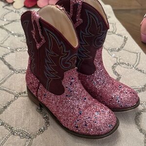 Sparkly Pink Glitter Cowboy Boots